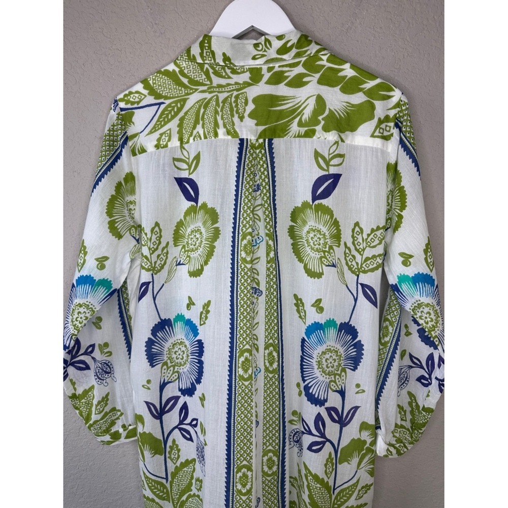 Haute Hippie 100%‎ Cotton Floral Button Up Midi Dress Cover Up Size Medium - Picture 8 of 14